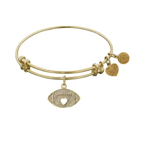 Stipple Finish Brass Football  Angelica Bangle Bracelet, 7.25"