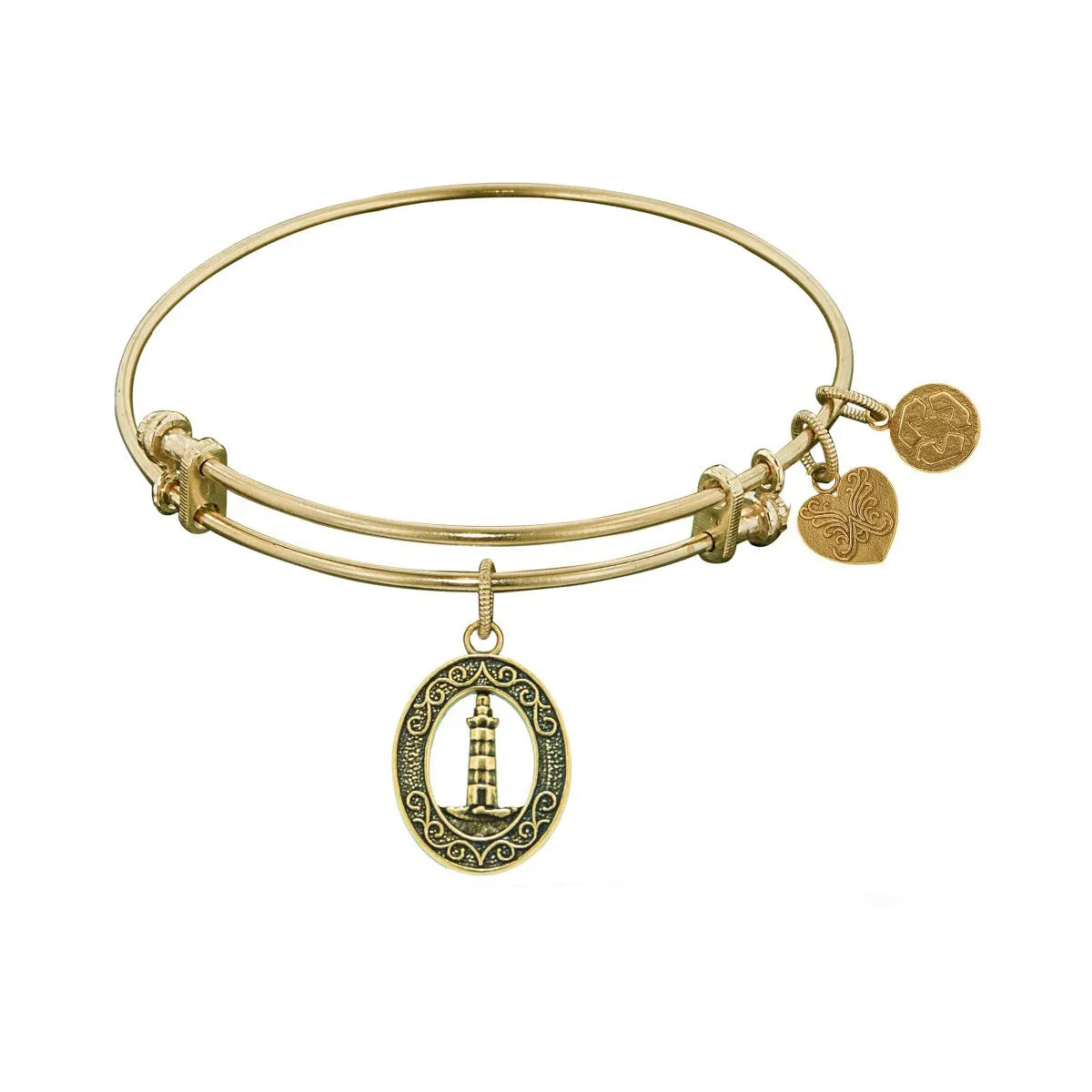 Stipple Finish Brass Lighthouse Angelica Bangle Bracelet, 7.25"