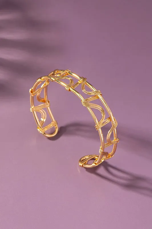 Tamra Thin Brass Wire Wrapped Cuff Bangle