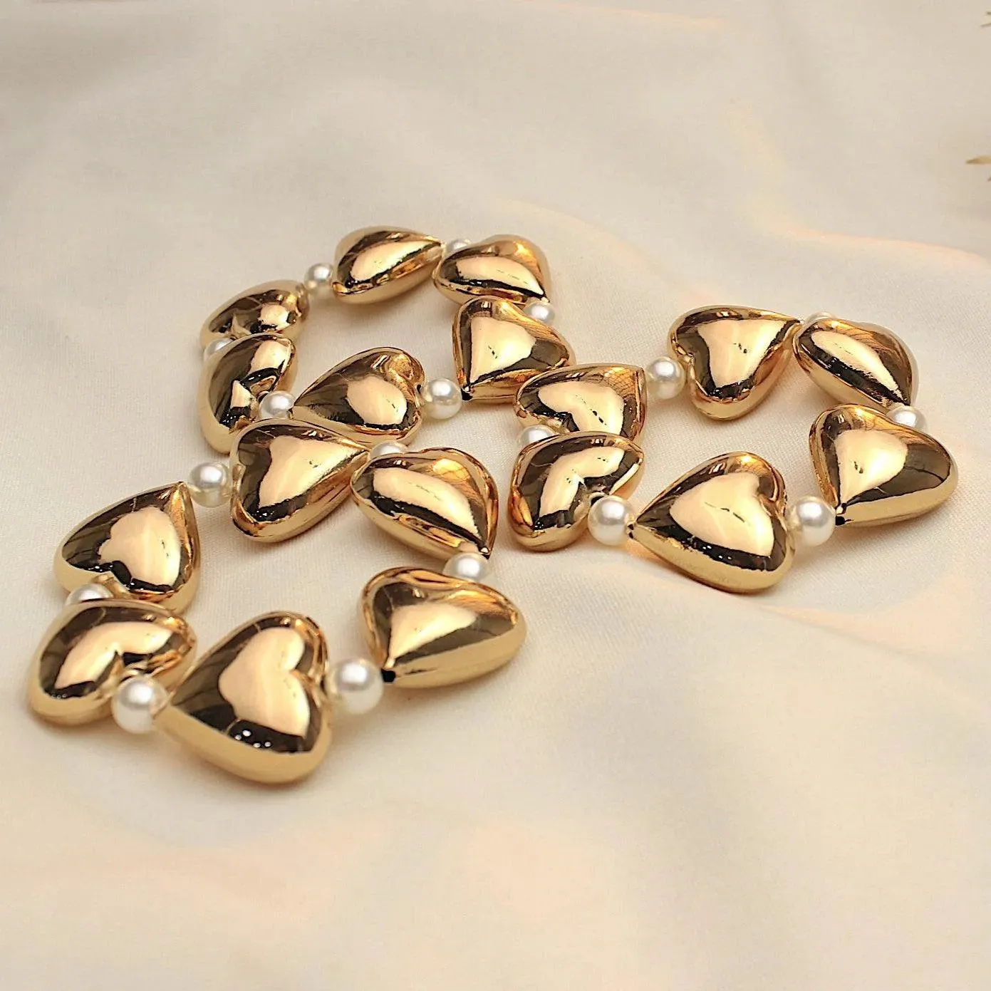 TFC Bold Heart Gold Plated Stacked Bracelet (Set of 3)