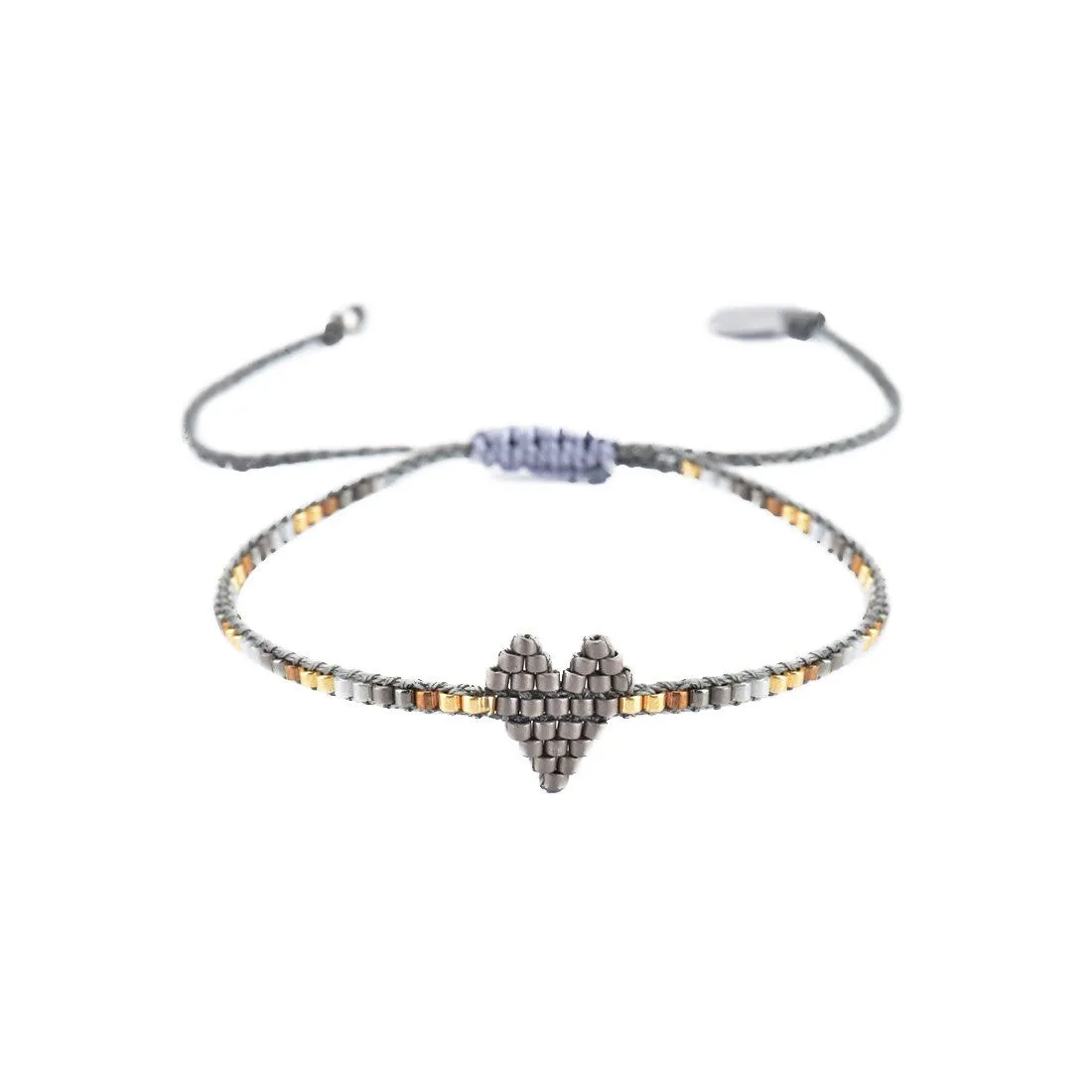 Thin Beaded Heart Bracelet