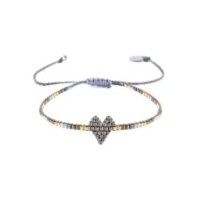 Thin Beaded Heart Bracelet