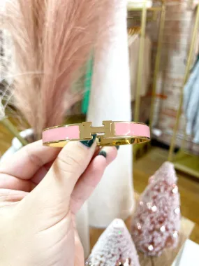 Thin Pink H Bracelet