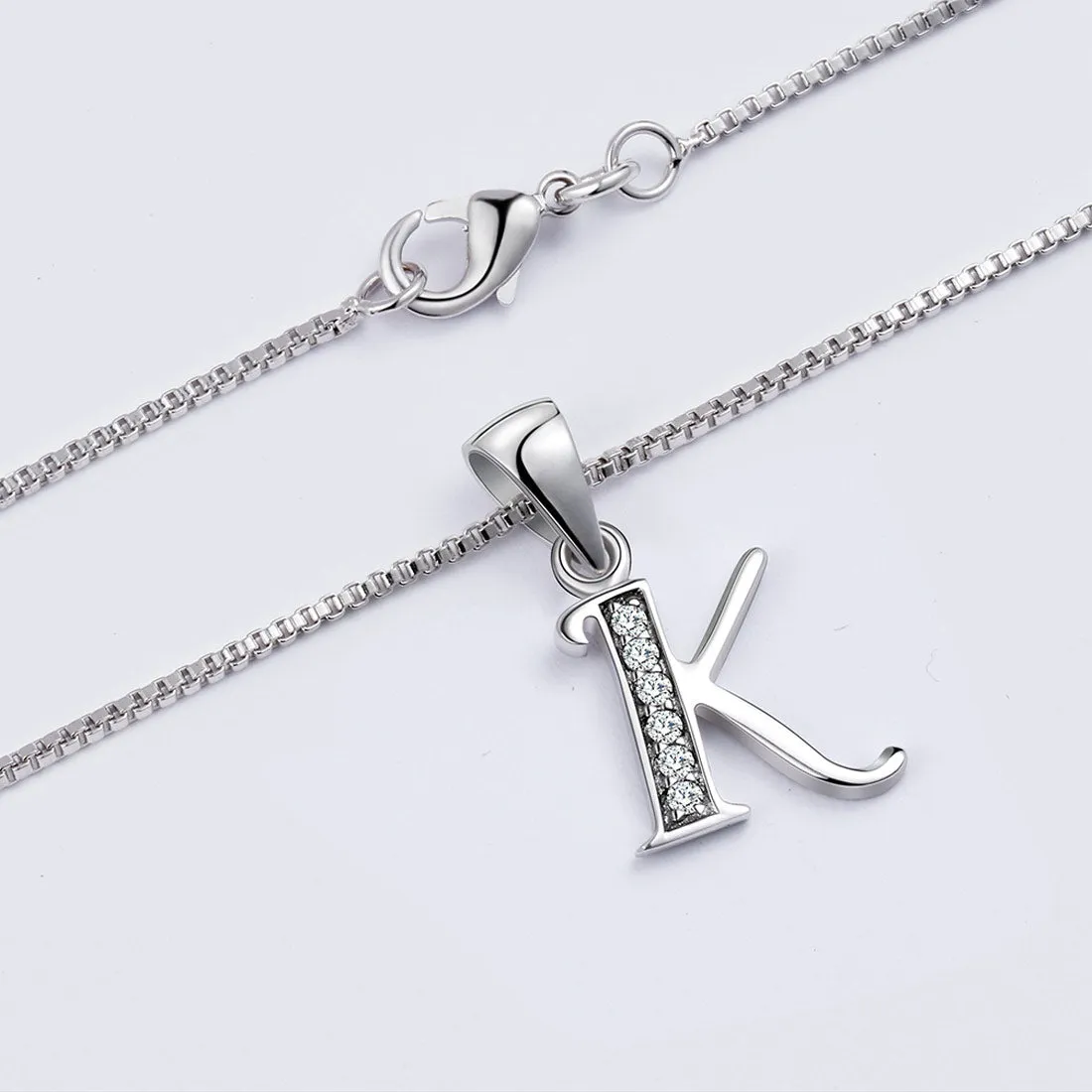 Tokyo Mart Letter K Initial Necklaces Pendant Women Men Name Jewelry Gift 925 Silver