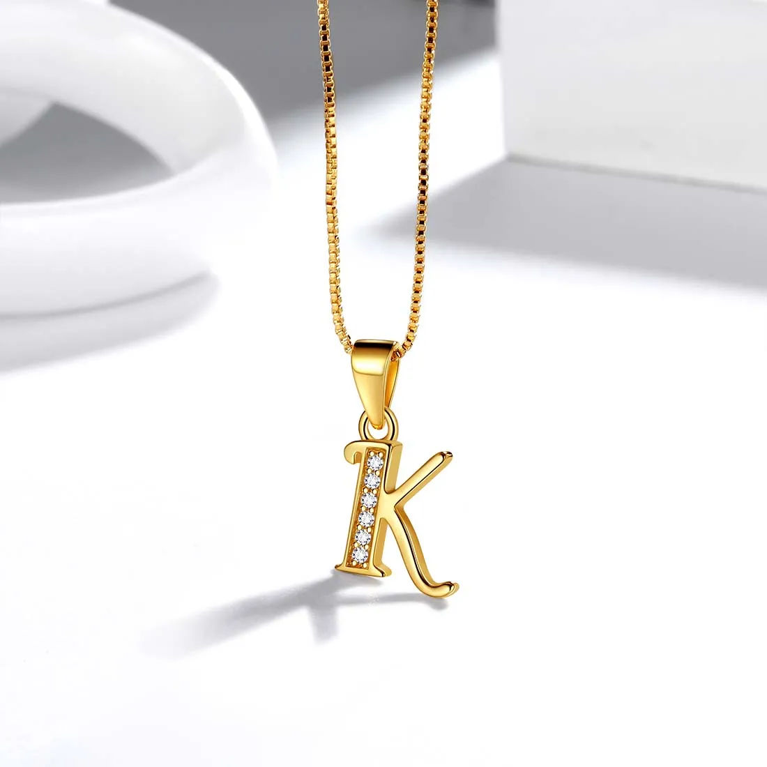 Tokyo Mart Letter K Initial Necklaces Pendant Women Men Name Jewelry Gift 925 Silver