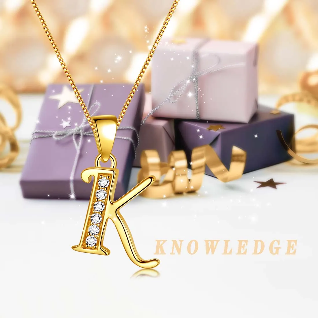 Tokyo Mart Letter K Initial Necklaces Pendant Women Men Name Jewelry Gift 925 Silver