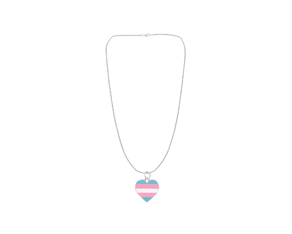 Transgender Flag Heart Necklaces