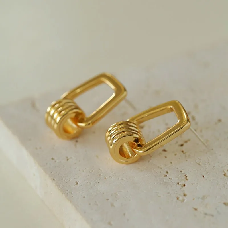 Trapezoidal Geometric Striped Earrings