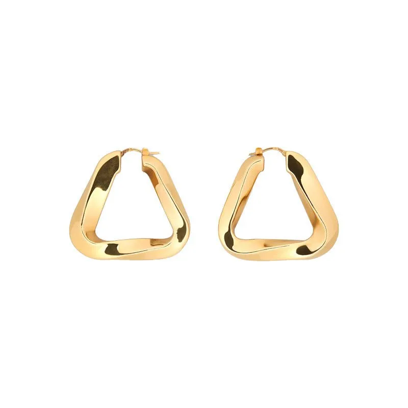 Twisted Triangular Hoop Earring in Two Sizes