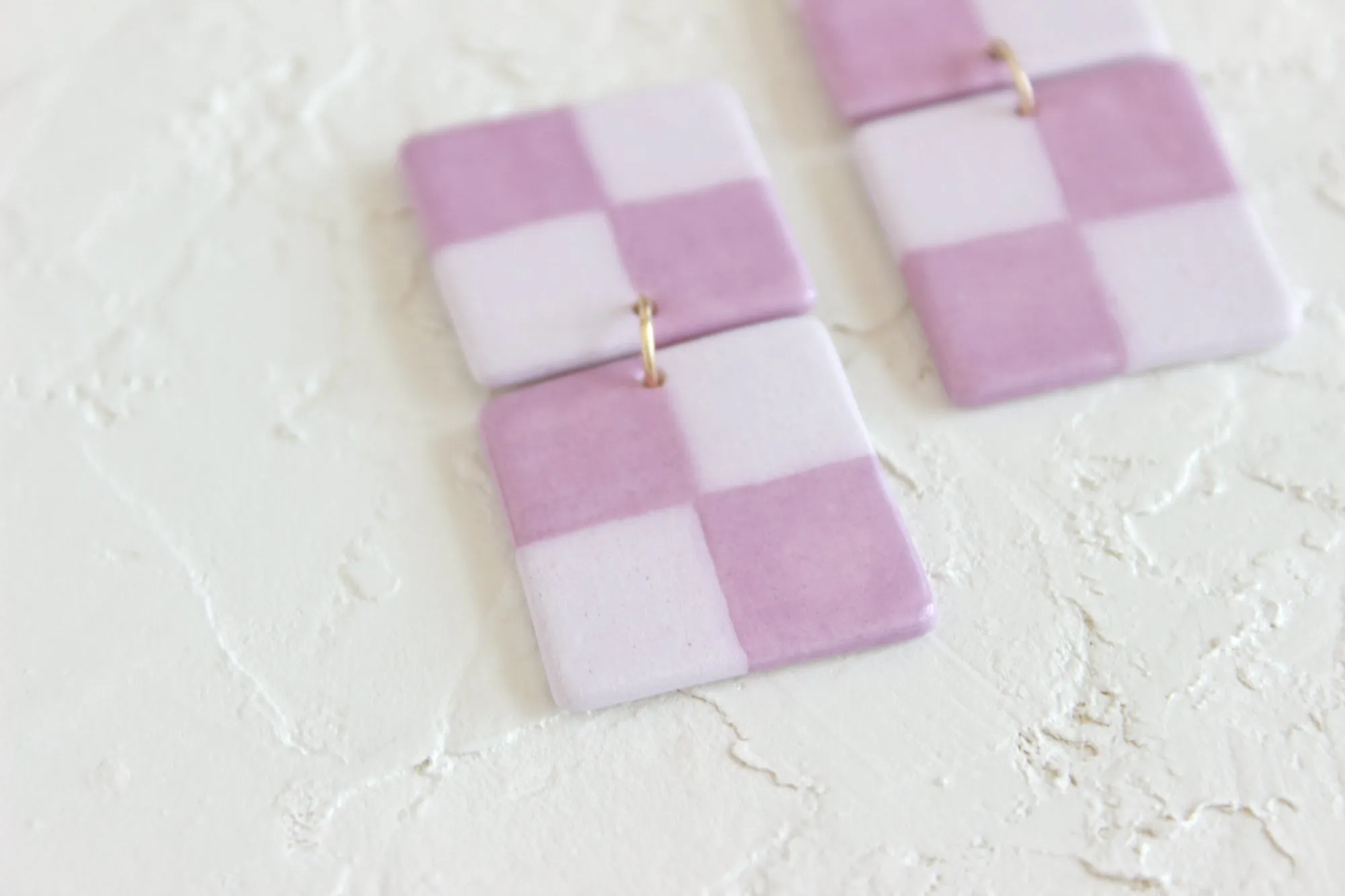 Two Tone Checkered Statement Earrings