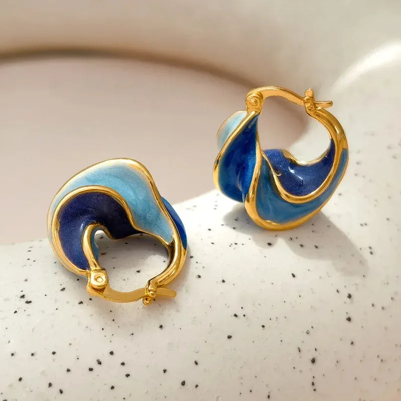 VAIGE Bold Blue Geometric Hoop Earrings