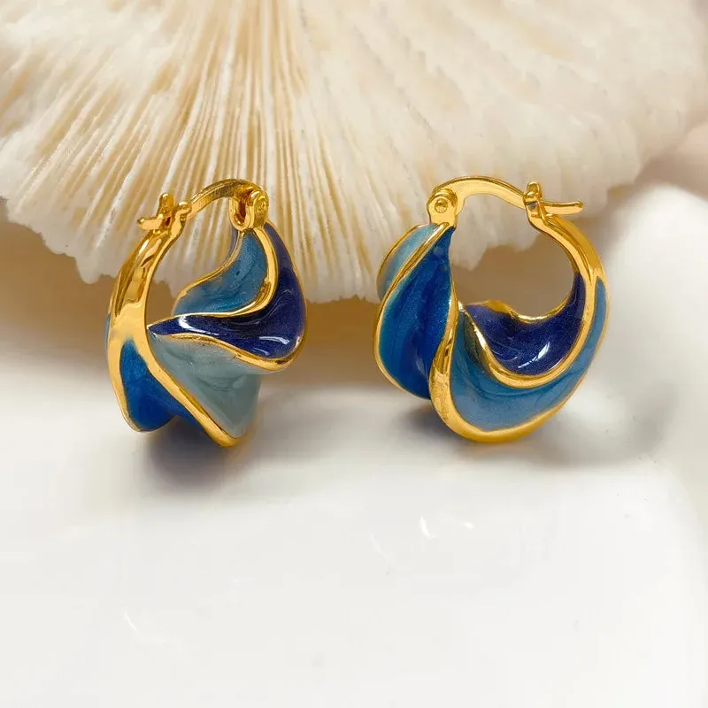 VAIGE Bold Blue Geometric Hoop Earrings