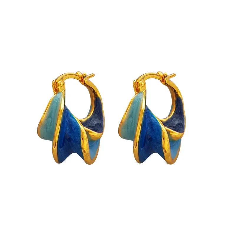 VAIGE Bold Blue Geometric Hoop Earrings