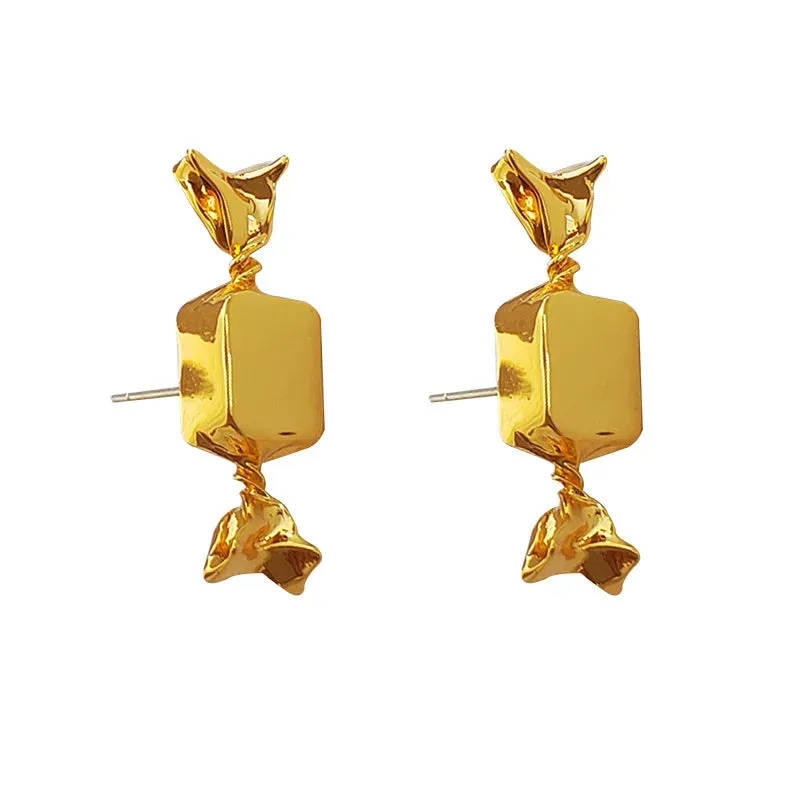 VAIGE Chic Geometric Gold and Candy Metal Stud Earrings