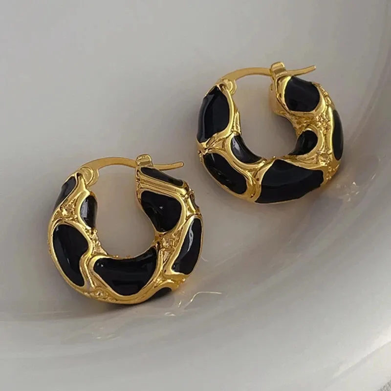 VAIGE Geometric Enamel Hoop Earrings