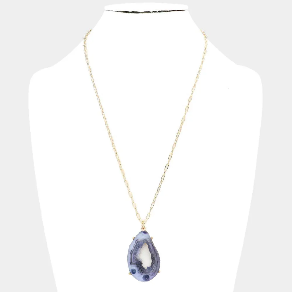 Wanderlust Raw Agate Druzy Long Necklace - 2 colors