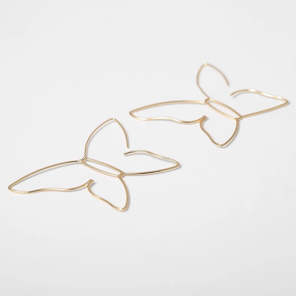 Wire Butterfly Gold Hoop Earrings