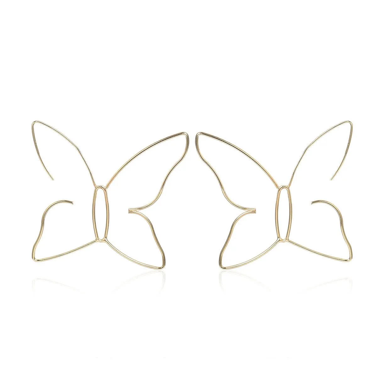 Wire Butterfly Gold Hoop Earrings